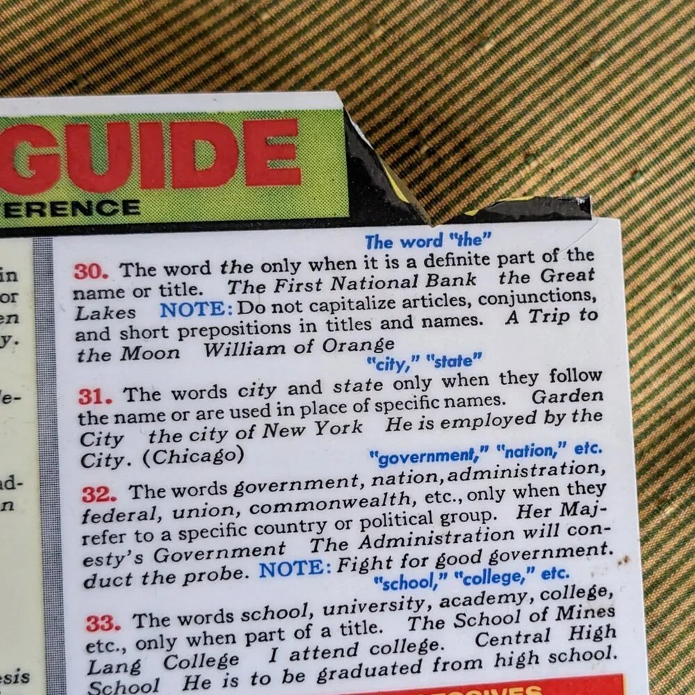 Basic Writing Guide Summary & Instant Reference Data Guide Plastic Quick Chart - Picture 2 of 4